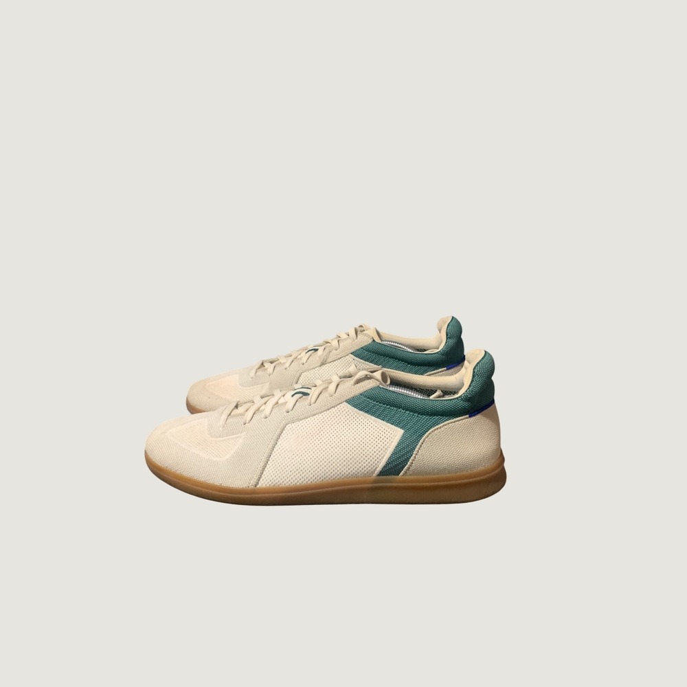 Rothy's RS01 Sneaker Mens 14 Off-White Teal Gum Sole Casual Athletic Preppy